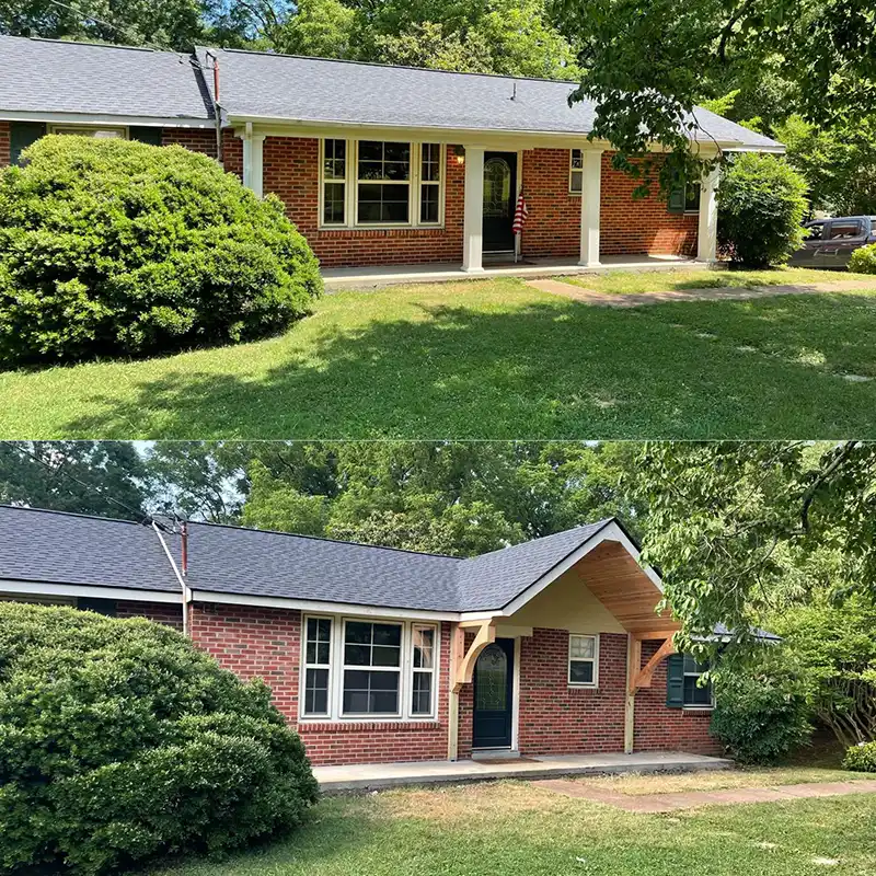 Roof replacement and construction before and after
